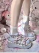 Cheese Sweetheart Series Cute Gorgeous Bowknot Lace Macaron Childish Sweet Lolita Increase Height Platform Shoes