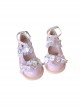 Little Peach Series Cute Lace Loving Heart Bowknot Tie Sweet Lolita Petal Edge Shallow Mouth Rubber Biscuit Bottom Shoes