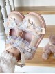 Little Peach Series Cute Lace Loving Heart Bowknot Tie Sweet Lolita Petal Edge Shallow Mouth Rubber Biscuit Bottom Shoes