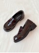 College Style Daily Basic Commute Glossy Round Toe Bowknot Patent Leather School Lolita JK Uniform Shoes