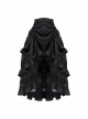 Victorian Style Black Layers Retro Versatile Gorgeous Edges Tassel Drawstring Adjustable Steampunk A Line Long Skirt