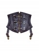 Steampunk Style Brown Versatile Elegant Retro Tighten Waist Lace Up Straps Fishbone PU Leather Rivet Girdle Belt