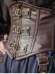 Steampunk Style Brown Versatile Elegant Retro Tighten Waist Lace Up Straps Fishbone PU Leather Rivet Girdle Belt