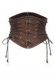 Steampunk Victorian Style Retro Elegant Brown Leather Metal Horn Buckle Side Straps Soft PU Belt Girdle