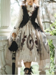 Rose Specimen Series Rose Princess Elegant Palace Style Black White Classic Lolita Sleeveless Dress Shirt Coat Dress Full Set