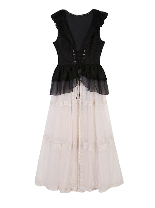 Rose Specimen Series Rose Princess Elegant Palace Style Black White Classic Lolita Sleeveless Dress Shirt Coat Dress Full Set