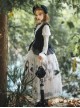 Rose Specimen Series Rose Princess Elegant Palace Style Black White Classic Lolita Sleeveless Dress Shirt Coat Dress Full Set