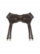 Steampunk Wasteland Style Brown Versatile Rivet Suspender Clip Metal Button Women Girdle Wide Belt