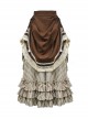 Steampunk Victorian Style Romanticism Brown Splice Gorgeous Coffee Striped Ribbon Modified Basil Skirt Retro Long Skirt