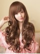 Japanese Style Natural Big Wavy Long Curls Cute Oblique Bangs Pear Blossom Head Kawaii Fashion Full Head Wig