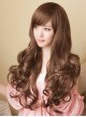 Japanese Style Natural Big Wavy Long Curls Cute Oblique Bangs Pear Blossom Head Kawaii Fashion Full Head Wig