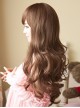 Japanese Style Natural Big Wavy Long Curls Cute Oblique Bangs Pear Blossom Head Kawaii Fashion Full Head Wig