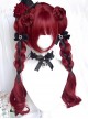 Accented Rose Series Raspberry Red Comic Feeling Sweet Lolita Long Roll Cute Double Ponytail Tiger Mouth Clip Wig