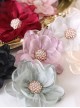 Elegant Fresh Curled 3D Organza Flowers Pearl Diamond Stamens Classic Lolita Hanamaru Hairpin Brooch