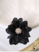 Elegant Fresh Curled 3D Organza Flowers Pearl Diamond Stamens Classic Lolita Hanamaru Hairpin Brooch