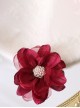 Elegant Fresh Curled 3D Organza Flowers Pearl Diamond Stamens Classic Lolita Hanamaru Hairpin Brooch