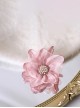 Elegant Fresh Curled 3D Organza Flowers Pearl Diamond Stamens Classic Lolita Hanamaru Hairpin Brooch