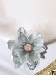Elegant Fresh Curled 3D Organza Flowers Pearl Diamond Stamens Classic Lolita Hanamaru Hairpin Brooch