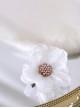 Elegant Fresh Curled 3D Organza Flowers Pearl Diamond Stamens Classic Lolita Hanamaru Hairpin Brooch