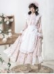 Hanamachi Chronicles Series Japanese Style Pink Kimono Elements Maid Garden Rabbit Printed Classic Lolita Apron Dress Set