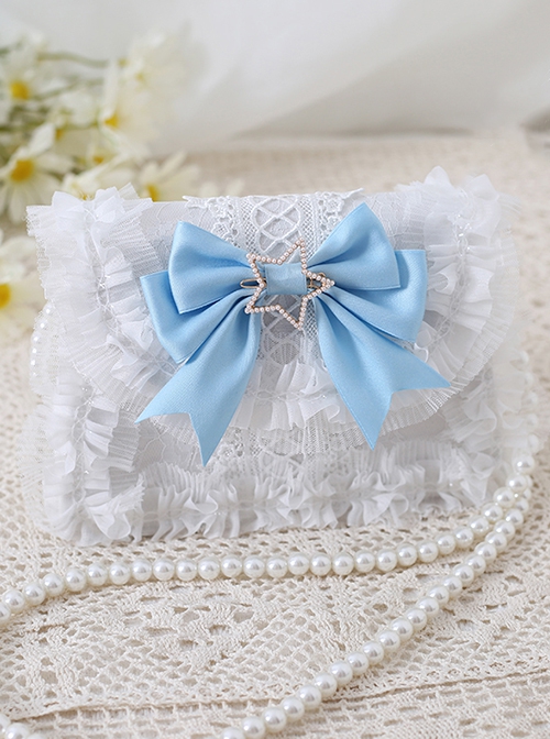 Gorgeous Palace Style Bowknot Elegant Versatile Sweet Pearl Strand Lace Chain Classic Lolita Crossbody Handbag