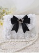 Gorgeous Palace Style Bowknot Elegant Versatile Sweet Pearl Strand Lace Chain Classic Lolita Crossbody Handbag