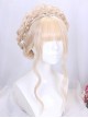 Light Golden Long Curly Hair Classic Lolita Sweet Lolita Flat Bangs Full Head Elegant Royal Braid Modeling Wig