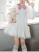 Pink White Spring Daily Bowknot Tie Sweet Lolita Hooded Long Bunny Ear Lace Ruffles Tutu Skirt Long Sleeves Coat