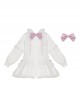 Pink White Spring Daily Bowknot Tie Sweet Lolita Hooded Long Bunny Ear Lace Ruffles Tutu Skirt Long Sleeves Coat