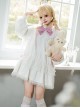 Pink White Spring Daily Bowknot Tie Sweet Lolita Hooded Long Bunny Ear Lace Ruffles Tutu Skirt Long Sleeves Coat