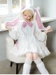 Pink White Spring Daily Bowknot Tie Sweet Lolita Hooded Long Bunny Ear Lace Ruffles Tutu Skirt Long Sleeves Coat