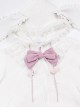 Pink White Spring Daily Bowknot Tie Sweet Lolita Hooded Long Bunny Ear Lace Ruffles Tutu Skirt Long Sleeves Coat