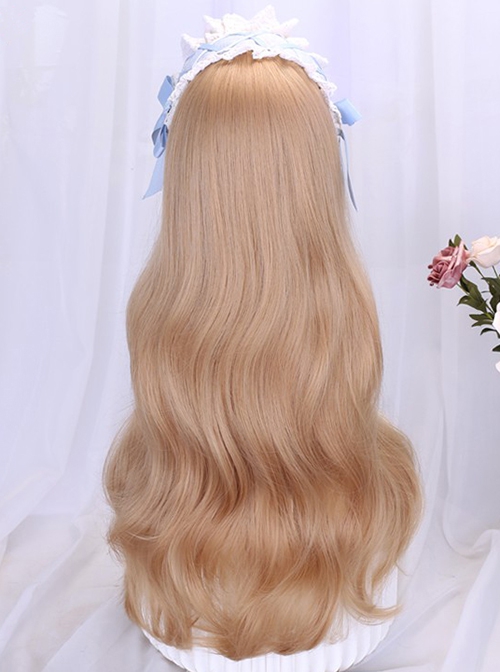 Japanese Style Simple Daily Commute Long Roll Hair Flat Bangs Sweet Lolita Cute Full Head Wig