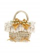 Fresh Natural Pastoral Style Lace Bowknot Beautiful Bell Orchid Flowers Classic Lolita Handmade Wicker Basket Crossbody Bag