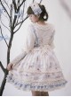 Deer Bell Maiden Series Blue White Vintage Lace Trim Bowknot Elegant Animal Print Classic Lolita Sleeveless Dress JSK