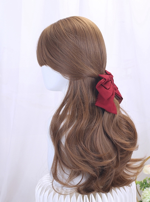 Caramel Cocoa Series Brown Daily Young Energetic Flat Bangs Twin Meatball Head Braiding Hair Sweet Lolita Full Head Wig