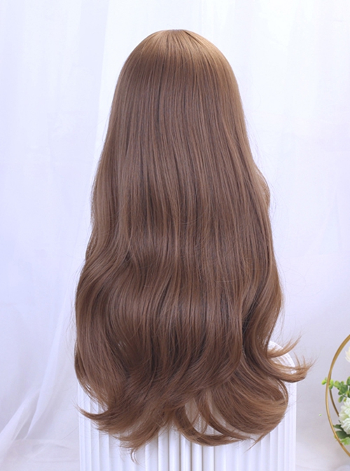 Caramel Cocoa Series Brown Daily Young Energetic Flat Bangs Twin Meatball Head Braiding Hair Sweet Lolita Full Head Wig