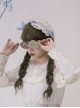 Deer Bell Girl Series Blue White Soft Cute Delicate Lace Floral Accents Classic Lolita Headband Bonnet Hairpin Set