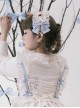 Deer Bell Girl Series Blue White Soft Cute Delicate Lace Floral Accents Classic Lolita Headband Bonnet Hairpin Set