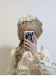 Deer Bell Girl Series Blue White Soft Cute Delicate Lace Floral Accents Classic Lolita Headband Bonnet Hairpin Set
