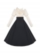 Roman Holiday Series Elegant High Waisted A Line Halter Neck Bare Shoulders Solid Black White Classic Lolita Puff Sleeves Dress