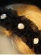 Romantic Black Retro Elegant Delicate Noble Lace Ruffles Sparkling White Gemstone Romance Classic Lolita Headband