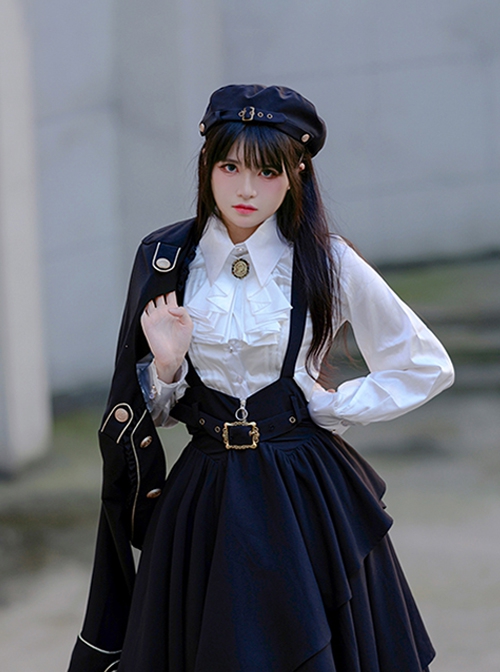 Tomorrow Pledge Series College Military Uniform Style Black Fashionable Versatile Handsome Ouji Fashion Beret Hat