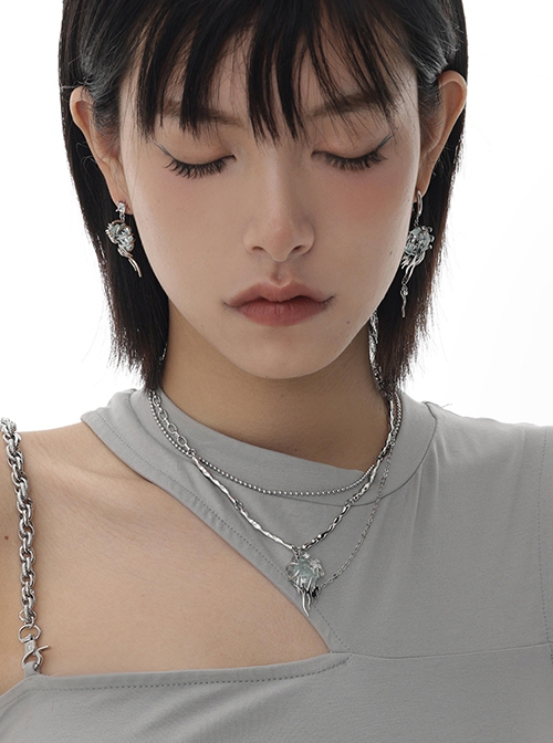 Ice Source Hunting Series Cool Hot Girl Light Luxury Imitation Glacier Gem Punk Style Silver Clavicle Chain