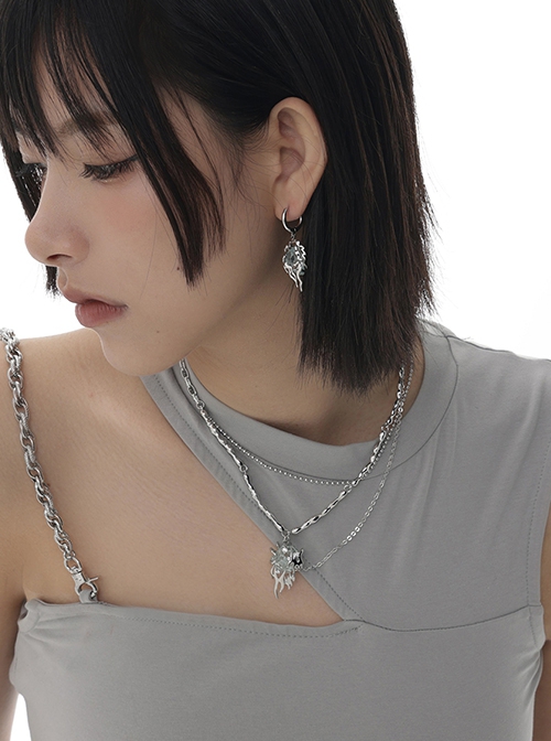 Ice Source Hunting Series Cool Hot Girl Light Luxury Imitation Glacier Gem Punk Style Silver Clavicle Chain