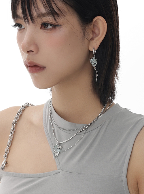 Ice Source Hunting Series Cool Hot Girl Light Luxury Imitation Glacier Gem Punk Style Silver Clavicle Chain