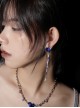 Original Designed Klein Blue Handsome Cool Long Chain Jewelry Zircon Stylish Punk Style Silver Eardrops