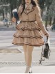 Souvenir Album Series Fashion Spring Khaki Preppy Style School Lolita Coat Breast Supporting Three-Section Cake Skirt Set