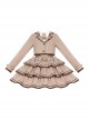 Souvenir Album Series Fashion Spring Khaki Preppy Style School Lolita Coat Breast Supporting Three-Section Cake Skirt Set