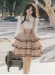 Souvenir Album Series Fashion Spring Khaki Preppy Style School Lolita Coat Breast Supporting Three-Section Cake Skirt Set